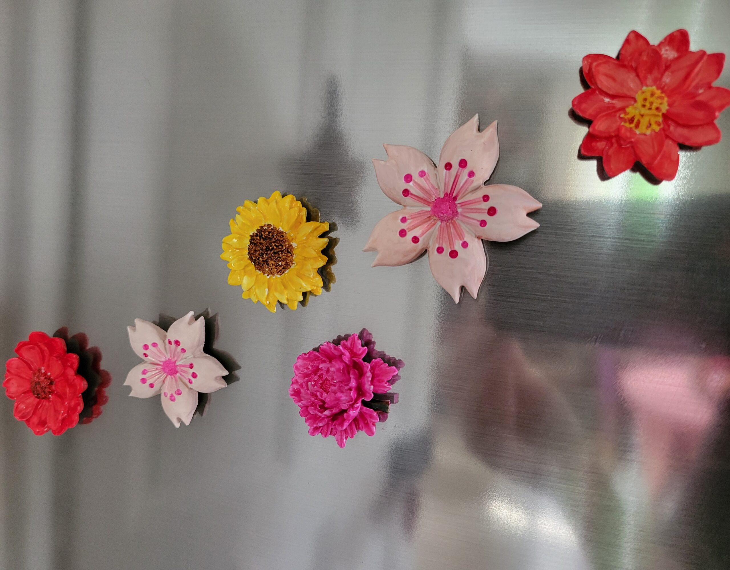 Moulage-Fleurs magnets sur frigo