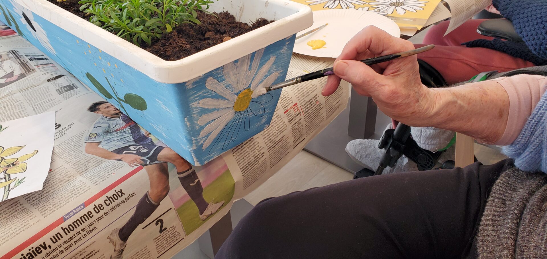 Peinture sur support-Jardinière de fleurs