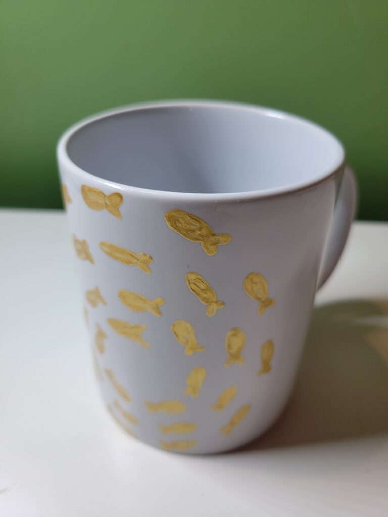 Peinture sur support- Banc de poissons dorés