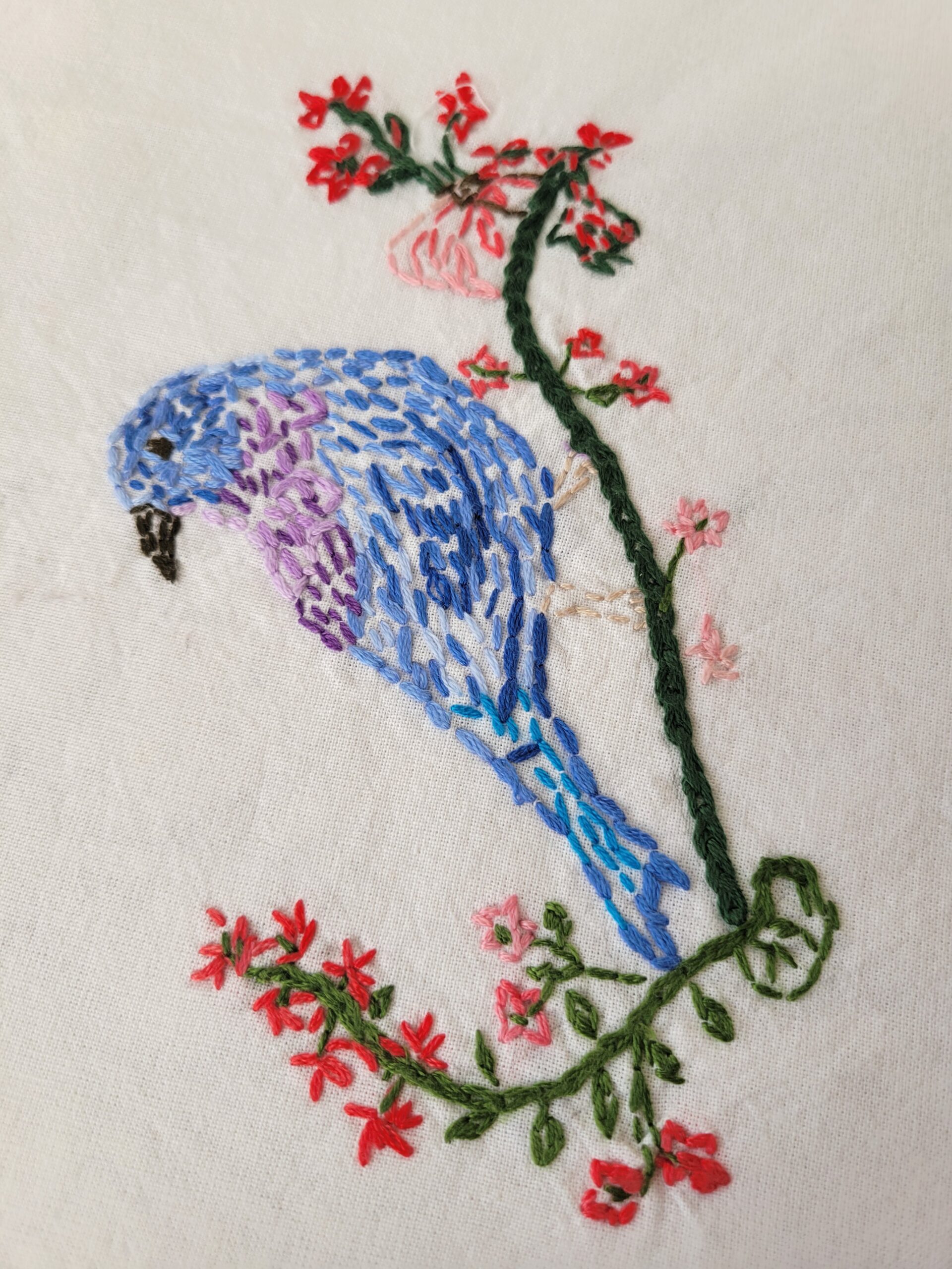 Broderie- Oiseau sur nappe