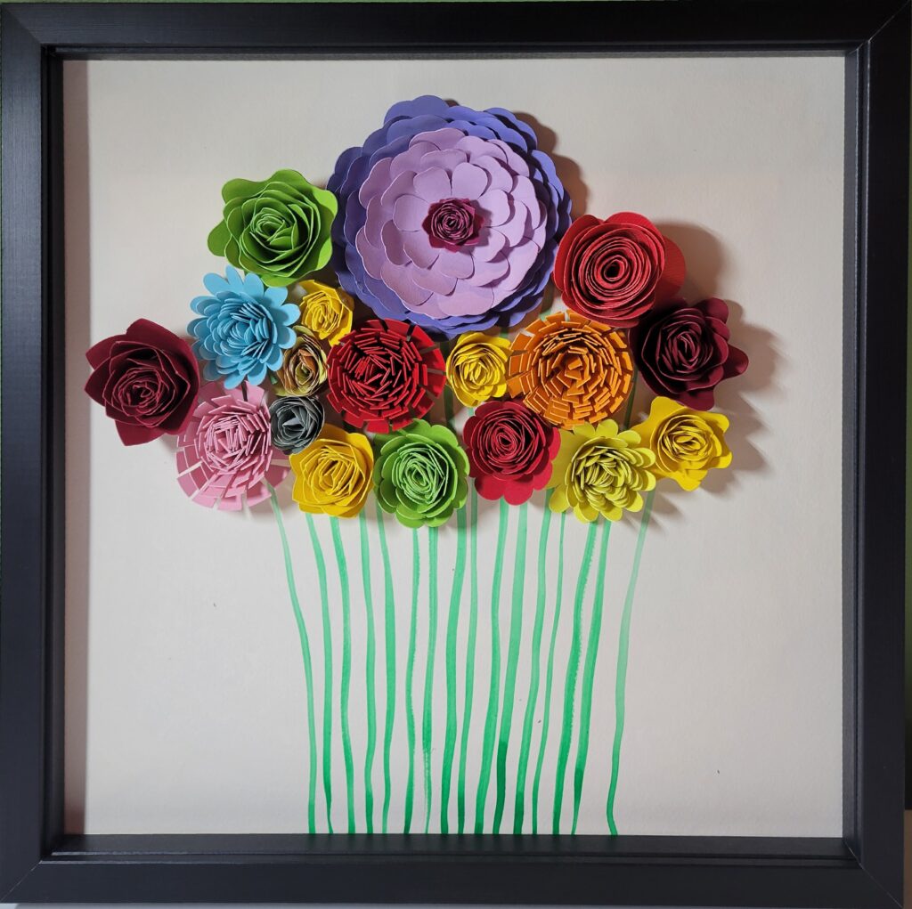 Encadrement- Fleurs en papier