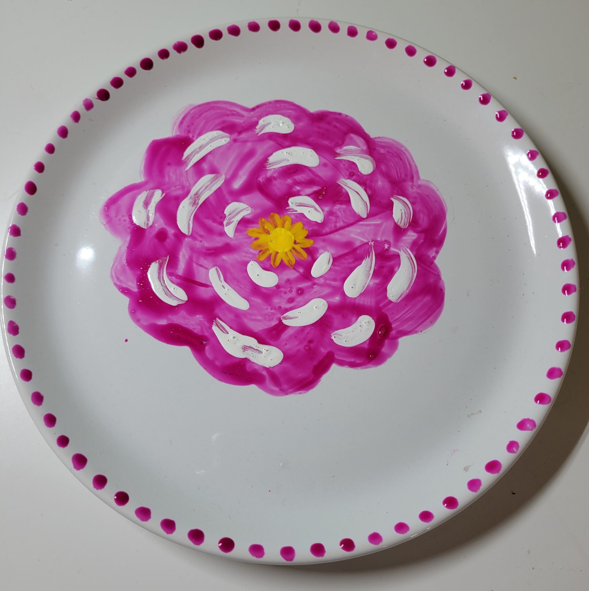 Peinture sur support- Pivoine fushia